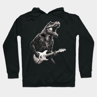 Rock & Roll Music Concert Festival Dinosaur T-rex Guitar Hoodie